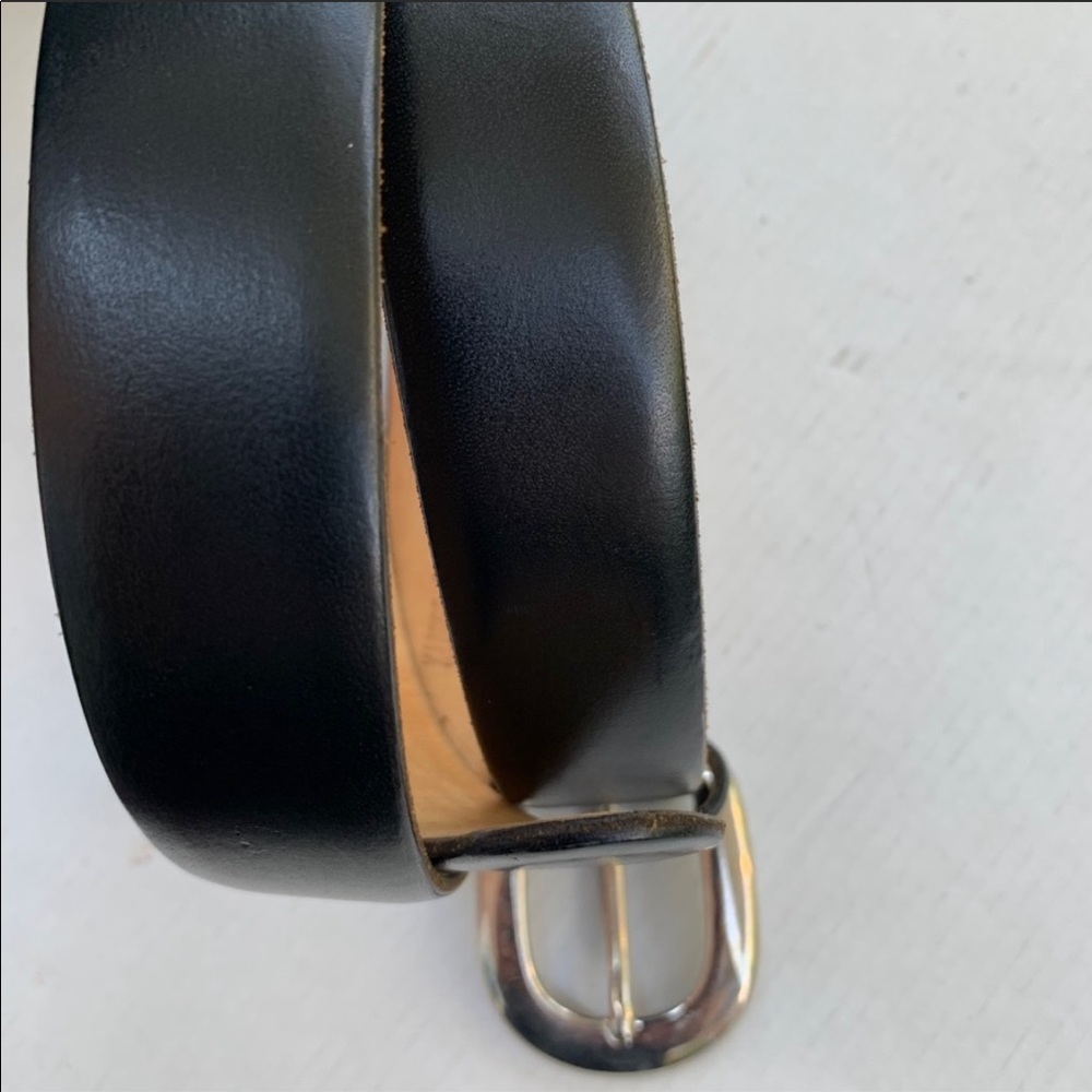 Real Leather Belt, black with  brass buckle - Picture 2 of 5